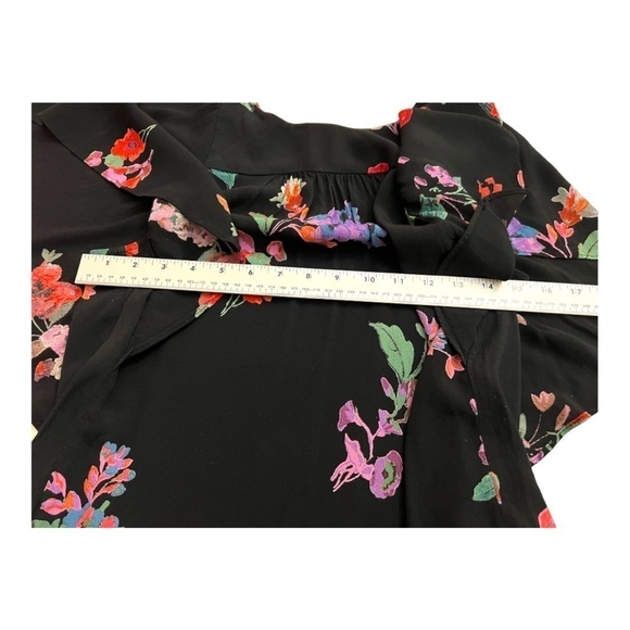 Anthropologie Maeve Black Floral Flutter Sleeve Blouse S - Picture 10 of 10